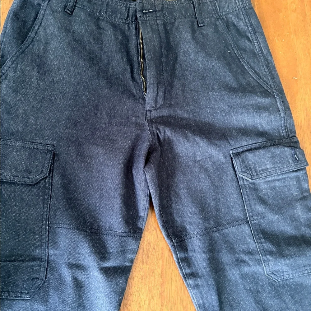 Banana Republic Mid-Rise Loose TENCEL™-Linen Cargo Pants indigo 33x32